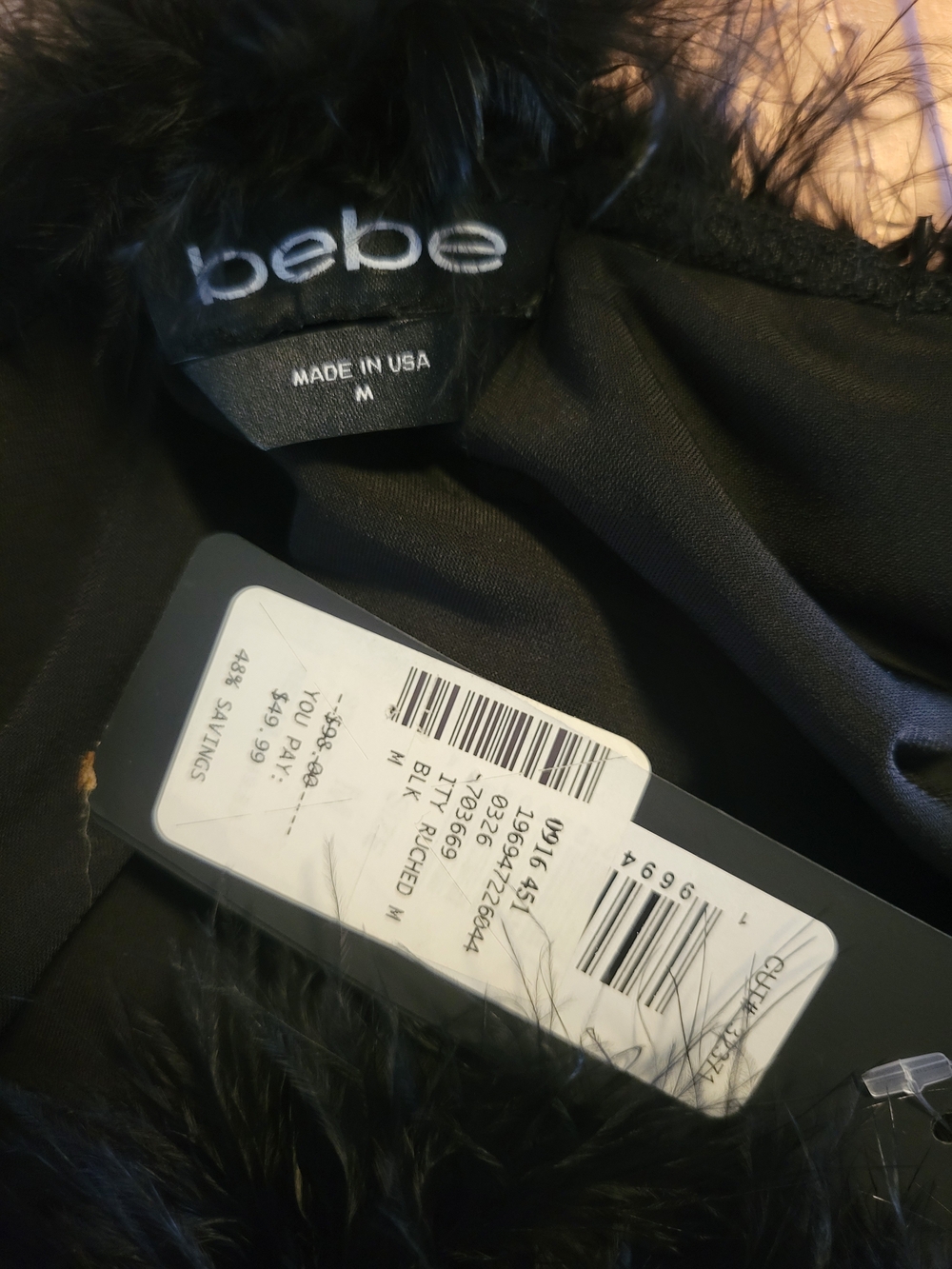 bebe Black One-Shoulder Feather-Trim Midi Dress - Picture 4 of 4